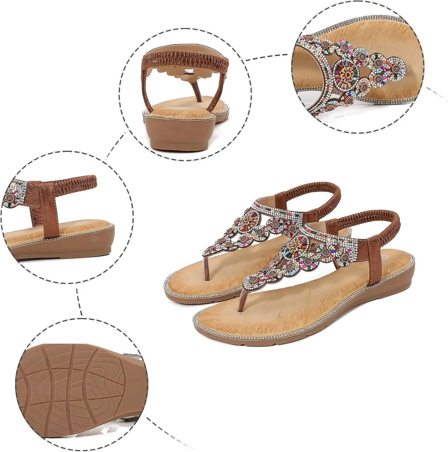 Eduavar Sandals for Women Dressy,Boho Sandals Womens Sandals Low Wedges Peep Toe Wrapped Sexy Cute Diamond Dressy Sandals