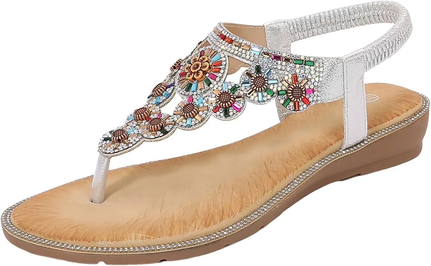 Eduavar Sandals for Women Dressy,Boho Sandals Womens Sandals Low Wedges Peep Toe Wrapped Sexy Cute Diamond Dressy Sandals