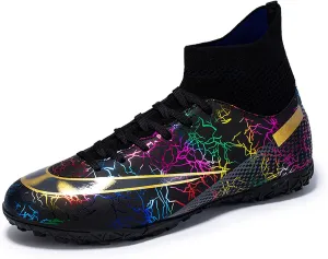 Eliogn Men's Turf Soccer Cleats Youth Athletic Firm Ground High-Top Football Boots