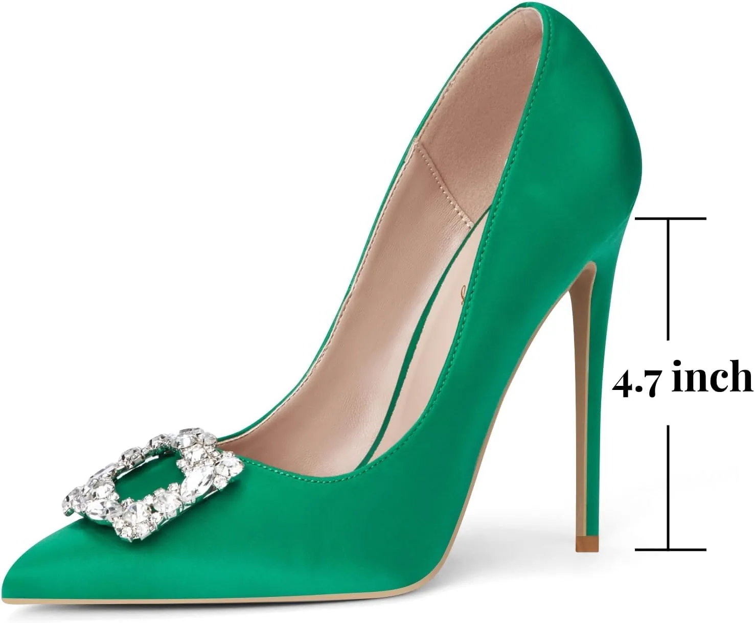 Elisabet Tang Women's High Heels,4.72 Inch Satin Glitter Rhinestone Stiletto Pumps for Women Sexy Closed Pointed Toe Heels Elegant Versatile Wedding Bridal Party Dress Shoes