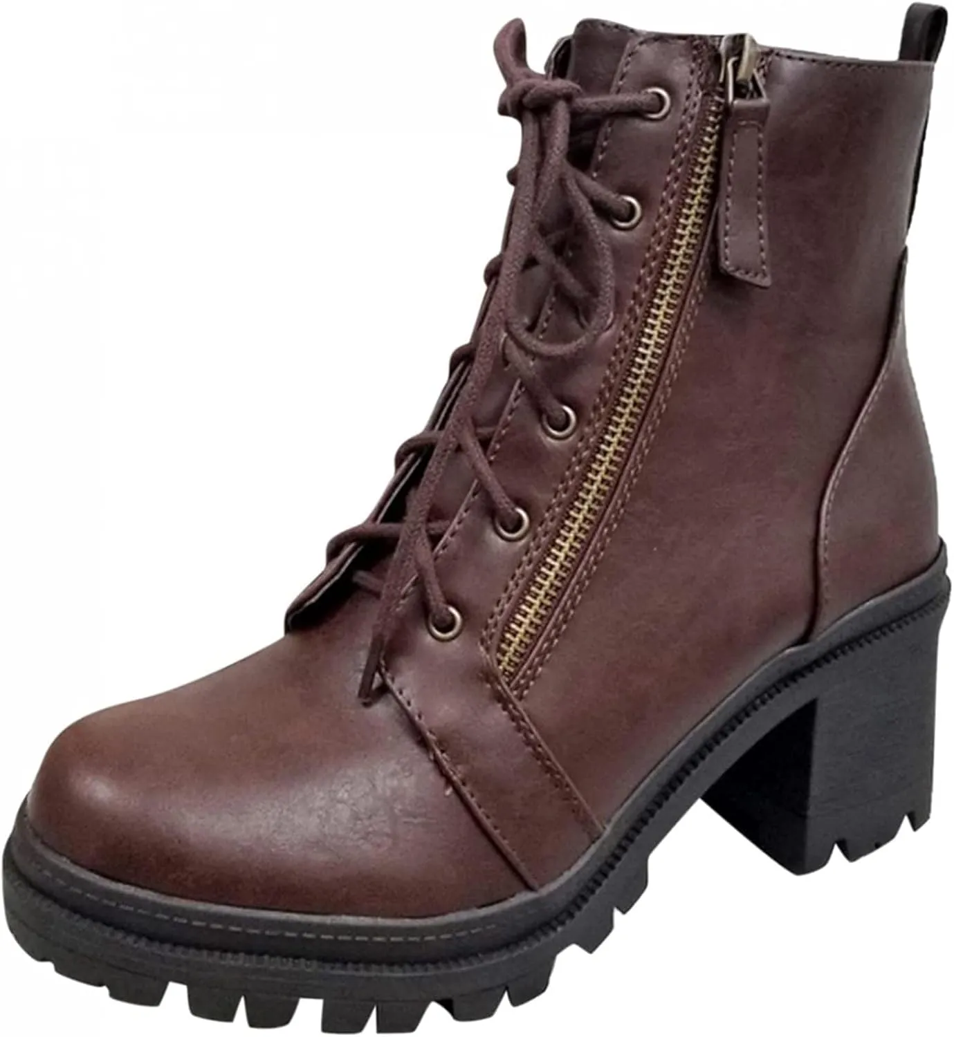FFZSQ Women's Lace Up Boots Gothic Plateau Block Heel Ankle Boots Lolita Cosplay Ankle Boots Ankle Shoes Zipper Winter Comfort Non-Slip Snow Boot