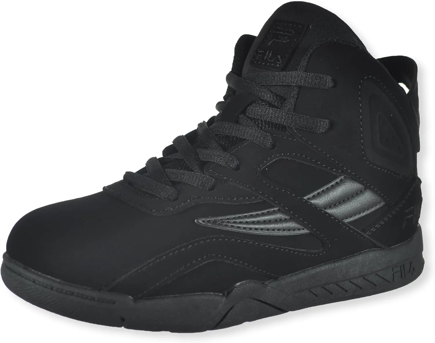 Fila Boys' Dereverse Mid Basketball Shoes, Black, 4 US Big Kid