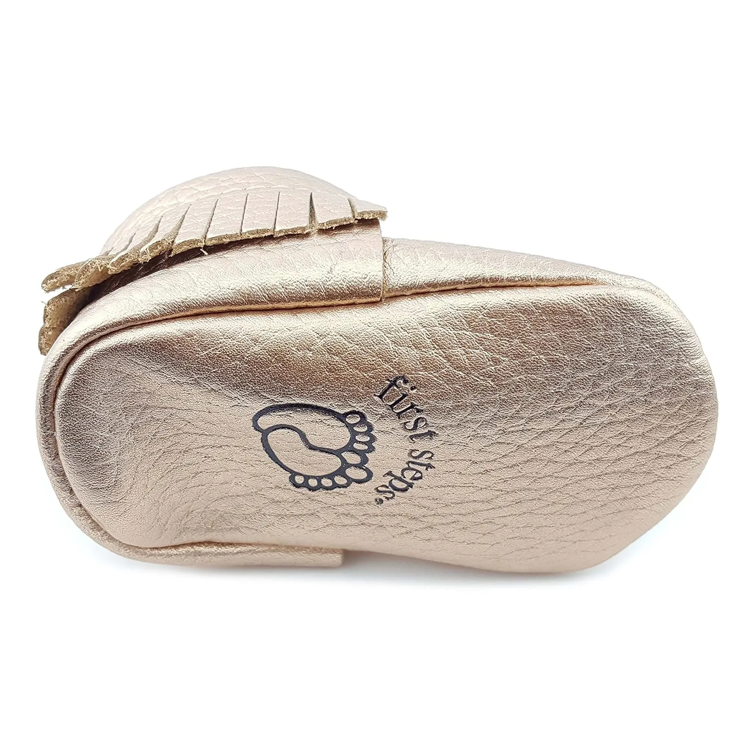 First Steps Kid's Premium Leather Moccasins, Metallic Rose Gold 6 M Toddler