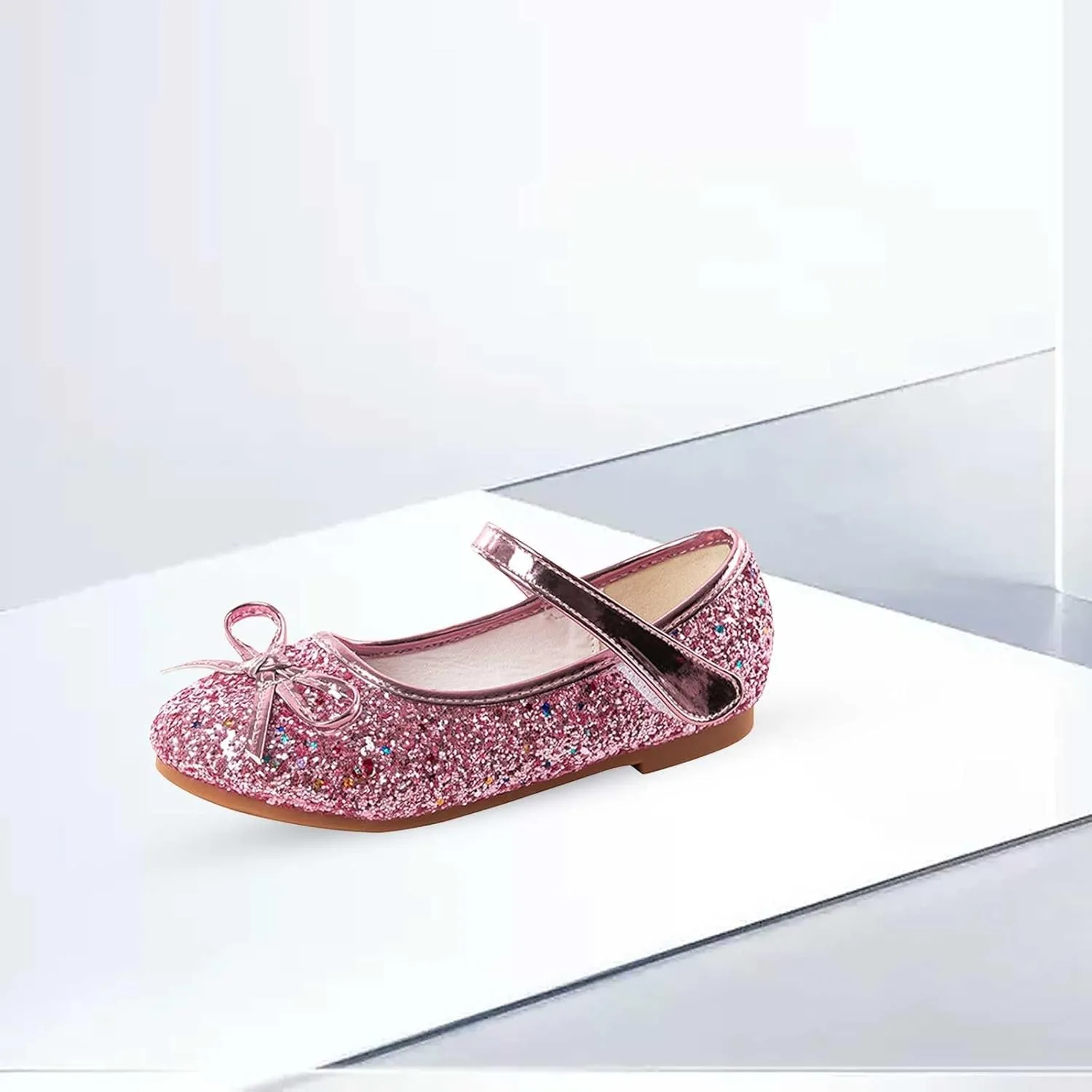 Flower Girl Dress Shoes Rhinestones Bow Mary Jane Ballet Flats for Girls Wedding Party Toddler Kids Dress Shoes Girls