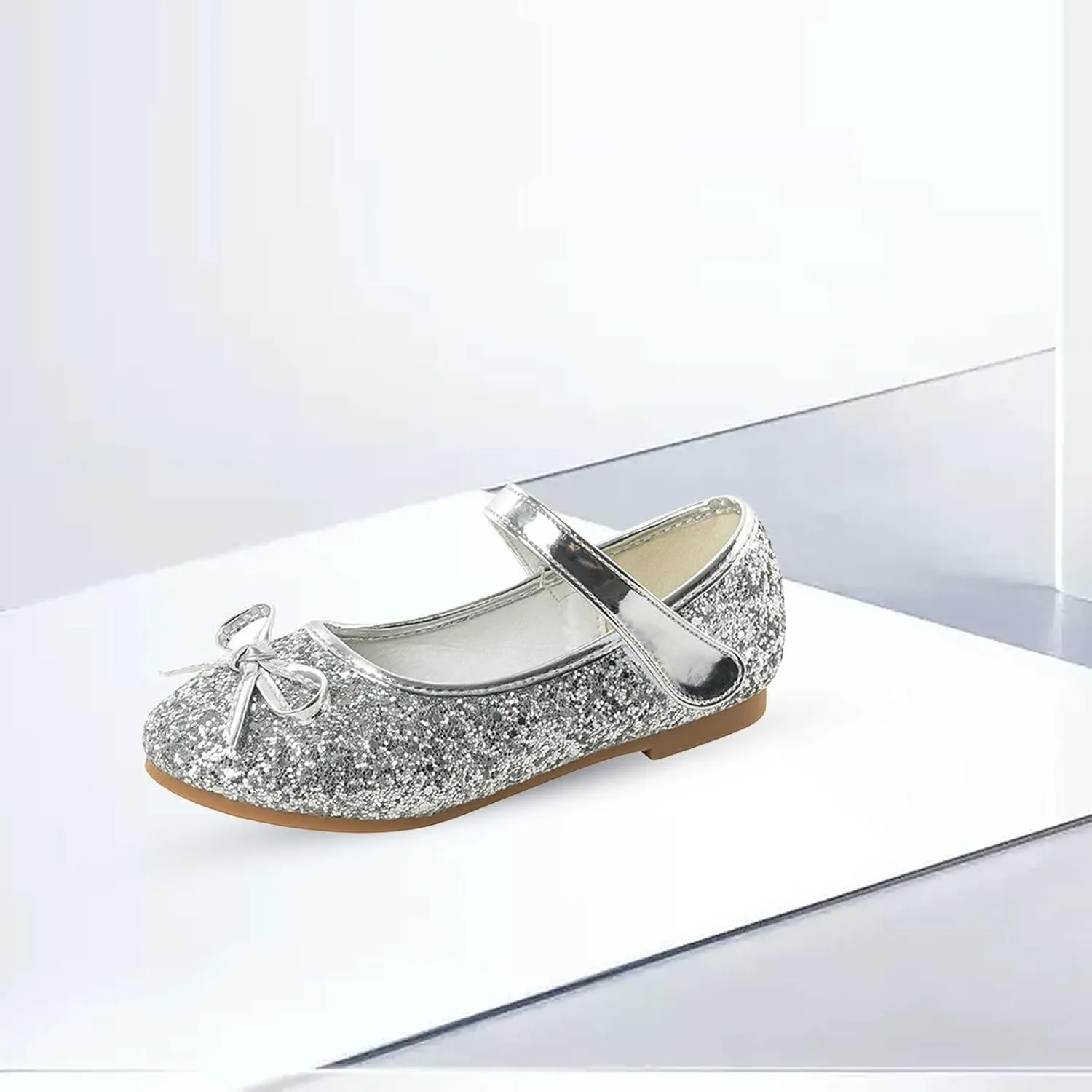 Flower Girl Dress Shoes Rhinestones Bow Mary Jane Ballet Flats for Girls Wedding Party Toddler Kids Dress Shoes Girls