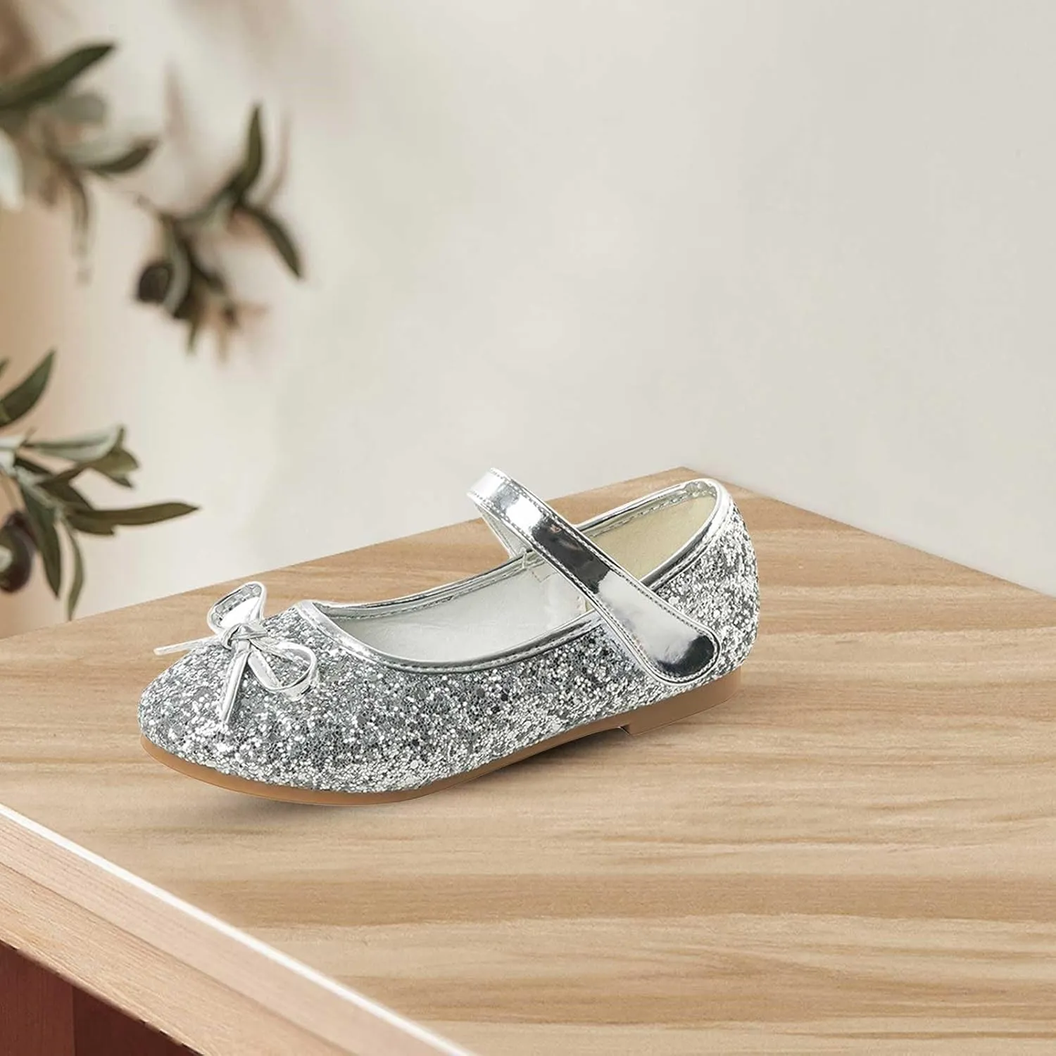 Flower Girl Dress Shoes Rhinestones Bow Mary Jane Ballet Flats for Girls Wedding Party Toddler Kids Dress Shoes Girls