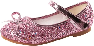 Flower Girl Dress Shoes Rhinestones Bow Mary Jane Ballet Flats for Girls Wedding Party Toddler Kids Dress Shoes Girls