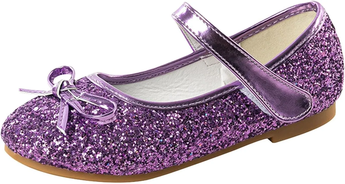 Flower Girl Dress Shoes Rhinestones Bow Mary Jane Ballet Flats for Girls Wedding Party Toddler Kids Shoes