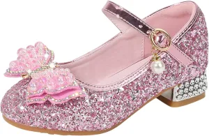 Flower Girls Wedding Heel Princess Shoes Flats for Kid Toddler Mary Jane Glitter Bows Sequin Party Dress Shoes