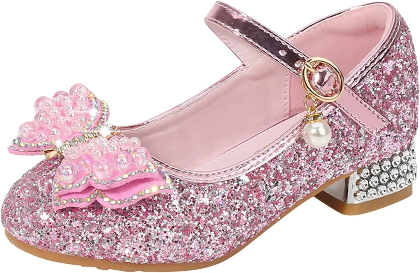 Flower Girls Wedding Heel Princess Shoes Flats for Kid Toddler Mary Jane Glitter Bows Sequin Party Dress Shoes