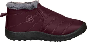 Fur Lined Ankle Boots Women Winter Warm Fleece Shoes Comfort Flat Booties Slip on Snow Booties Walking Boot