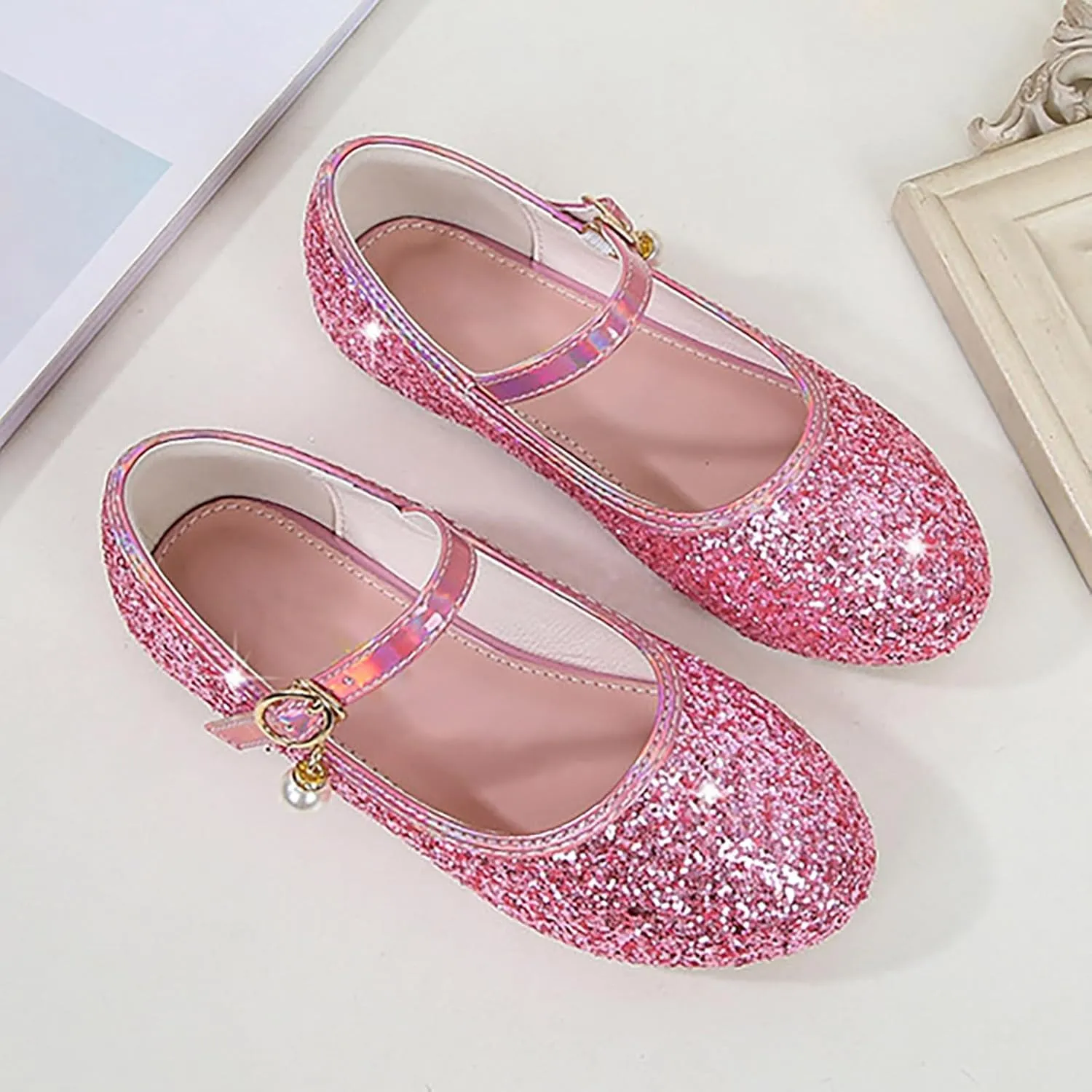 Girl Sparkly Mary Jane Shoes Rhinstones Dress Ballet Flats School Party Wedding Toddler Little Kid Shoes