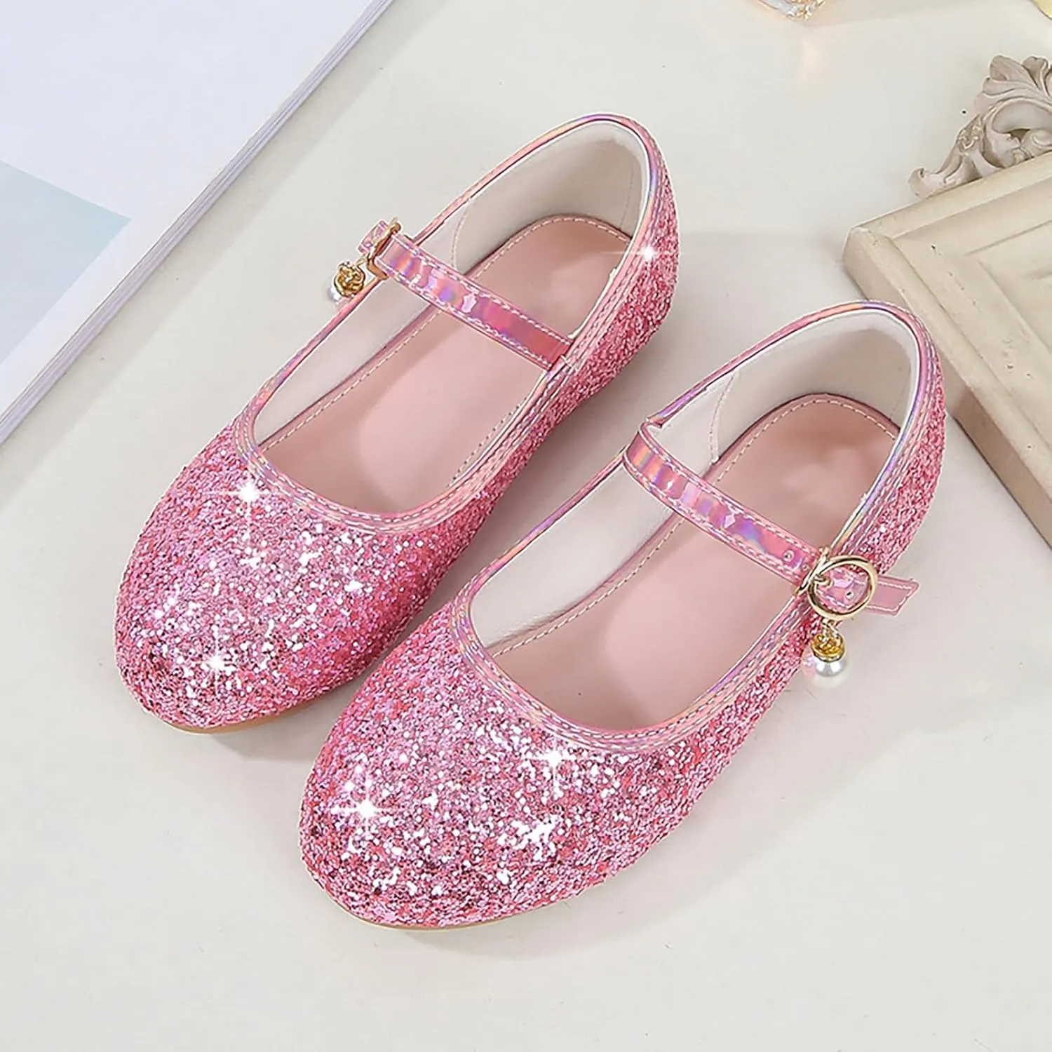Girl Sparkly Mary Jane Shoes Rhinstones Dress Ballet Flats School Party Wedding Toddler Little Kid Shoes