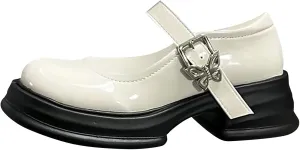 Girls Dress Shoes Chunky Loafers for Girl Platform Mary Jane School Uniform Shoes Round Toe Slip On Shoes Pumps Fashion