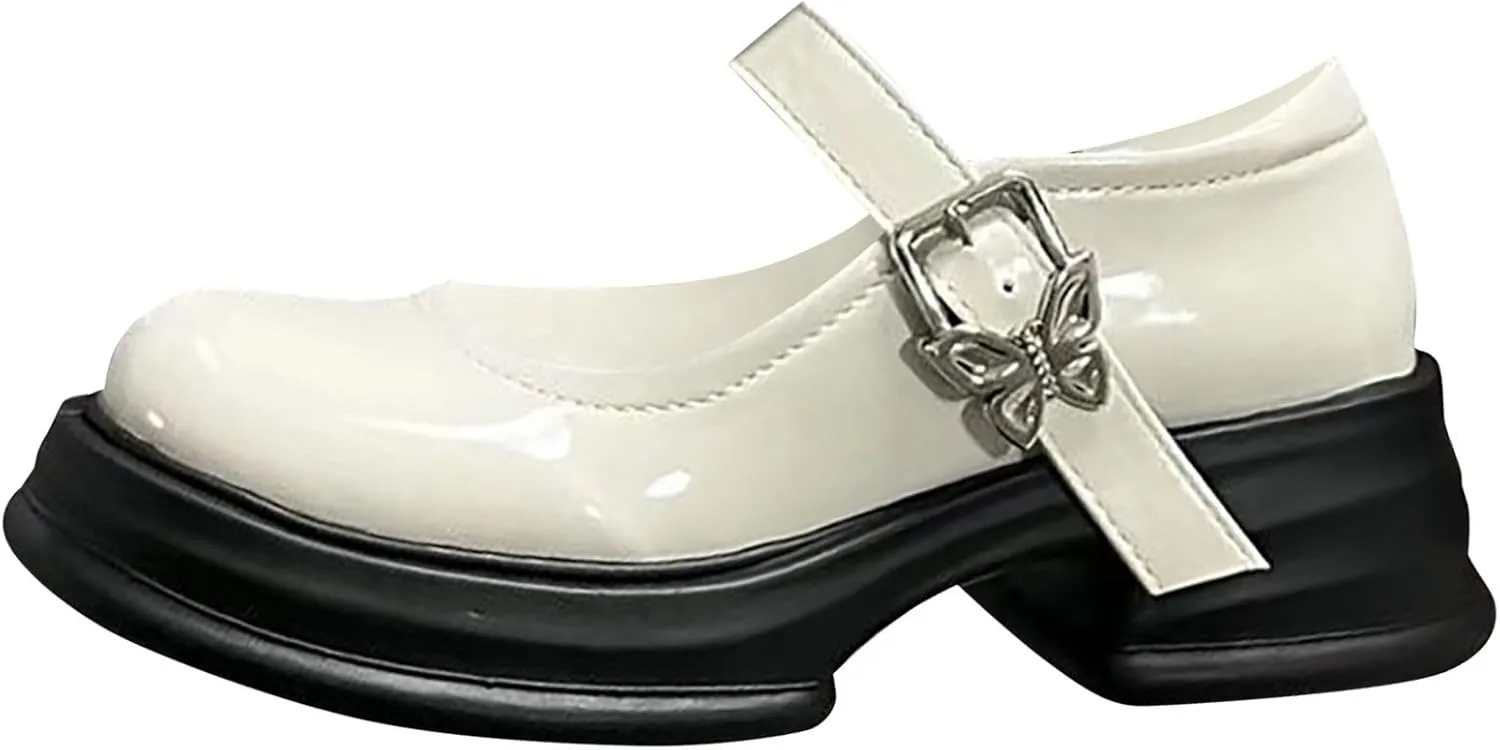Girls Dress Shoes Chunky Loafers for Girl Platform Mary Jane School Uniform Shoes Round Toe Slip On Shoes Pumps Fashion