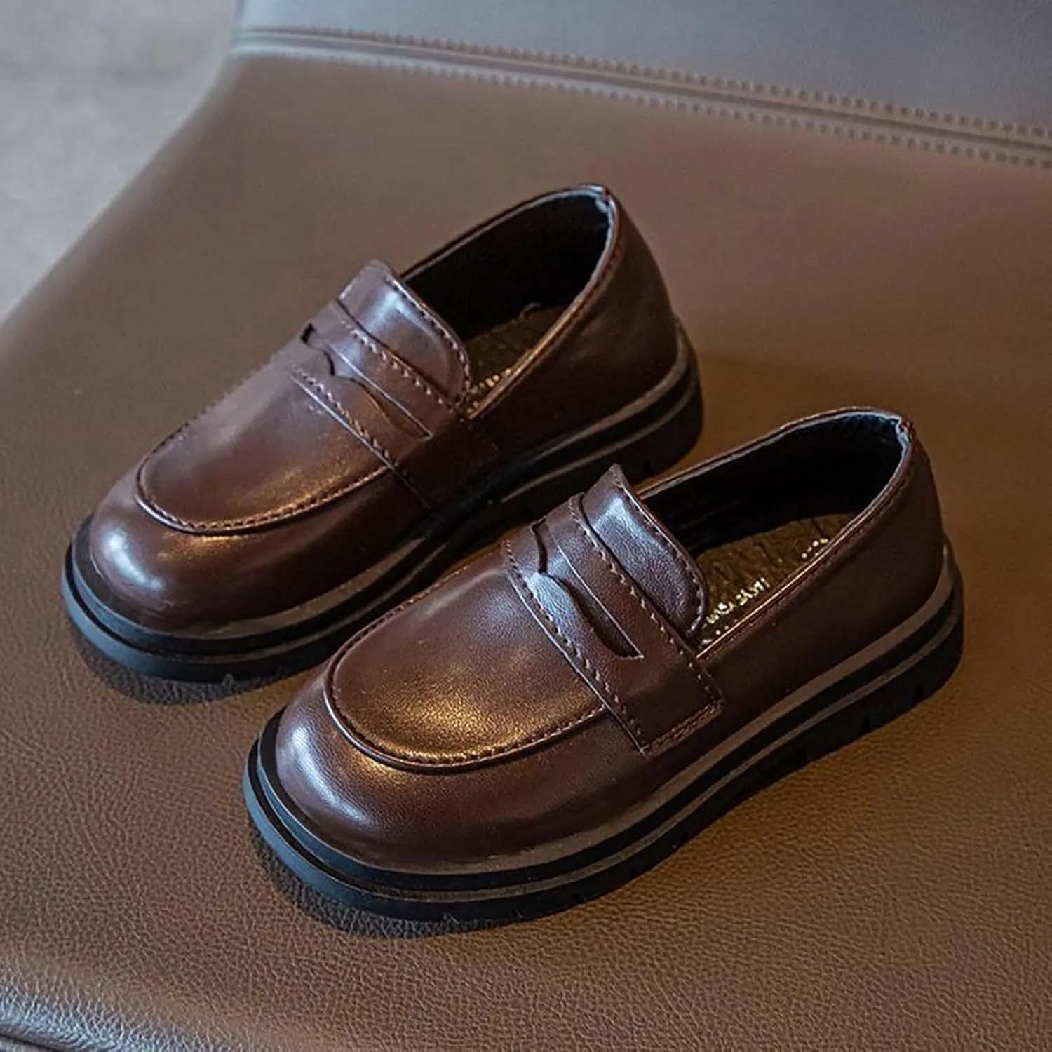 Girls Dress Shoes Chunky Loafers for Girl Platform Penny Loafers Round Toe School Uniform Slip On Baby Dress Shoes