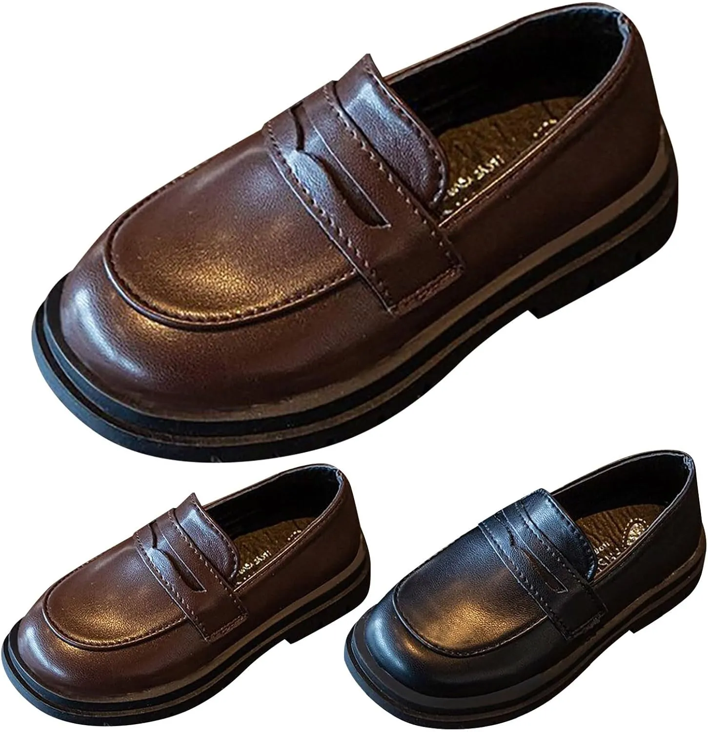 Girls Dress Shoes Chunky Loafers for Girl Platform Penny Loafers Round Toe School Uniform Slip On Baby Dress Shoes