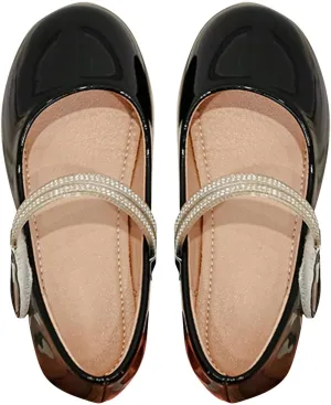 Girls Dress Shoes Patent Ballerina Flats Kids Toddler Girls Mary Jane Low Heels Shoes for School Party Wedding