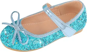 Girls Dress Shoes Wedding Party School Mary Jane Flower Flats Glitter Sequins Slip On Ballet Dance Shoes