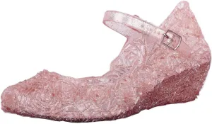 Girls Jelly Sandals Cosplay Dress Up Mary Jane Flats Heels Dance Party Birthday Single Shoes for Kids Toddler