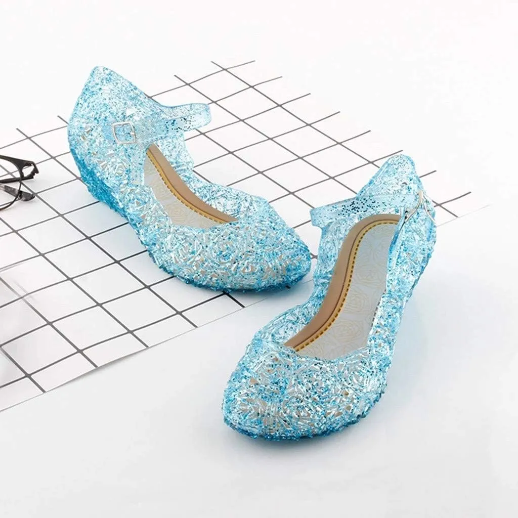 Girls Jelly Sandals Mary Jane Flats Heels Dance Party Birthday Cosplay Dress Up Single Shoes for Kids Toddler