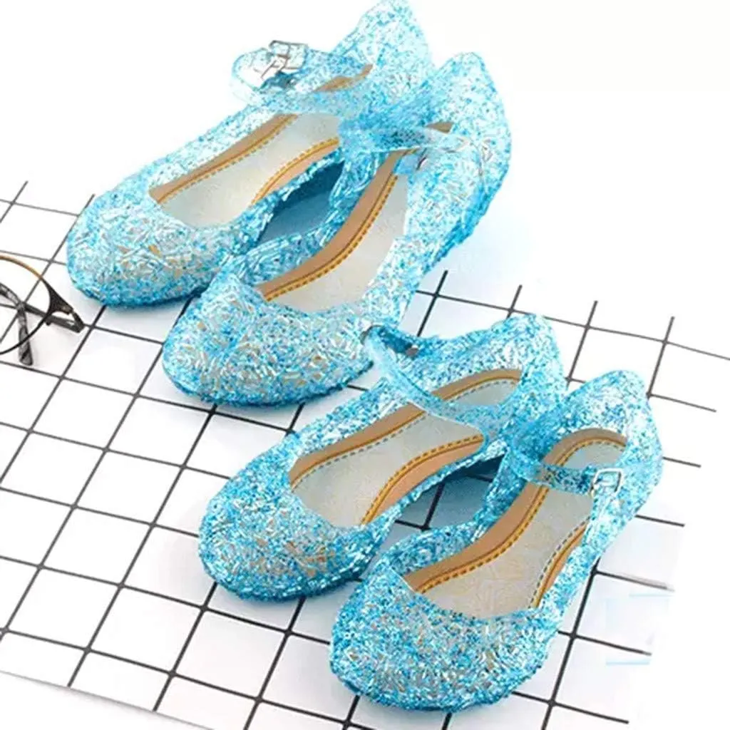 Girls Jelly Sandals Mary Jane Flats Heels Dance Party Birthday Cosplay Dress Up Single Shoes for Kids Toddler