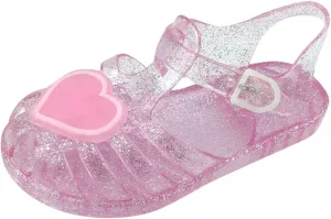Girls Kids ink Heart Jelly Sandals Baby Girls Flat Soft Closed Toe Wide Summer Shoes Casual Comfy Slip On Children