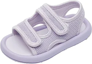 Girls Kids Memory Foam Wide Sandals Open Toe Flat Soft Summer Shoes Casual Light Comfy Soft Shower Shoes Slip On Trendy