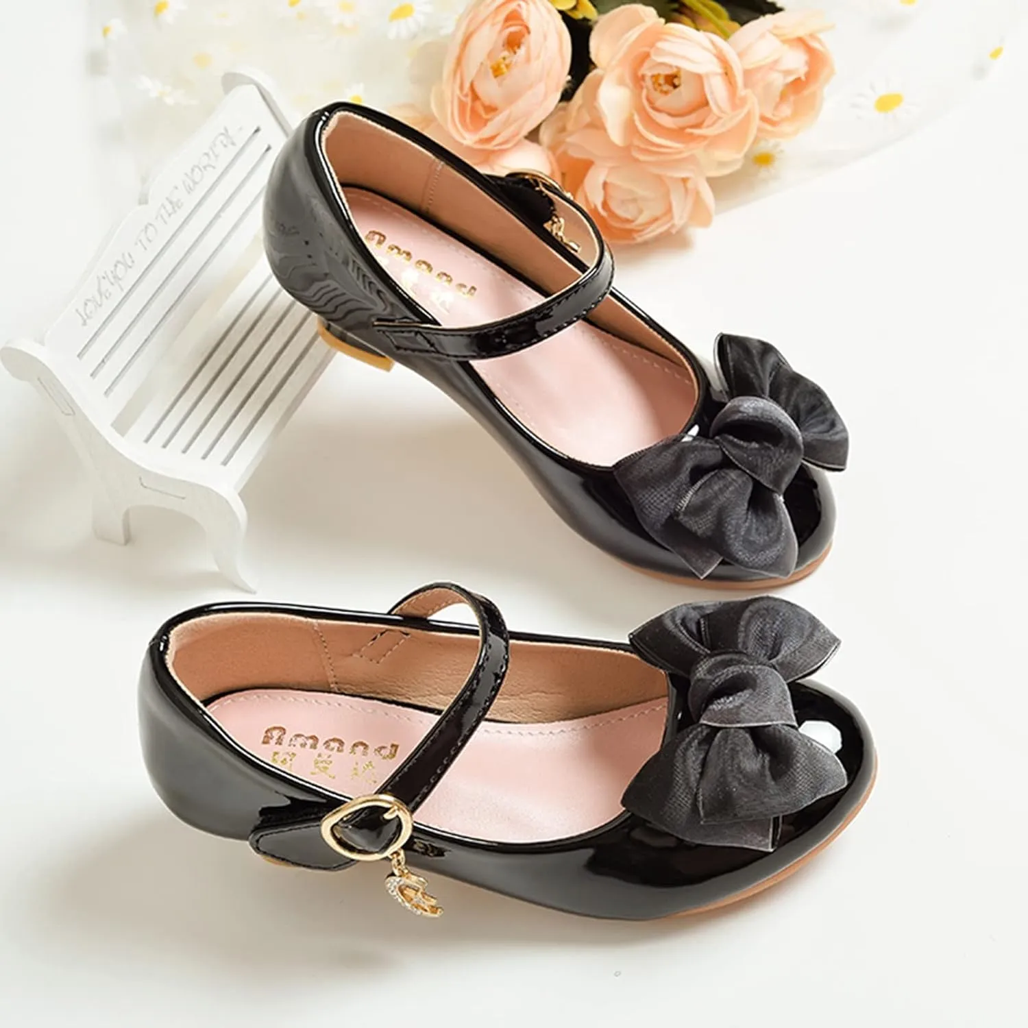 Girls Mary Jane Dress Shoes Bows Flower Girl Wedding School Low Heels Toddler Little Kids Pump Shoes Girl School Shoes