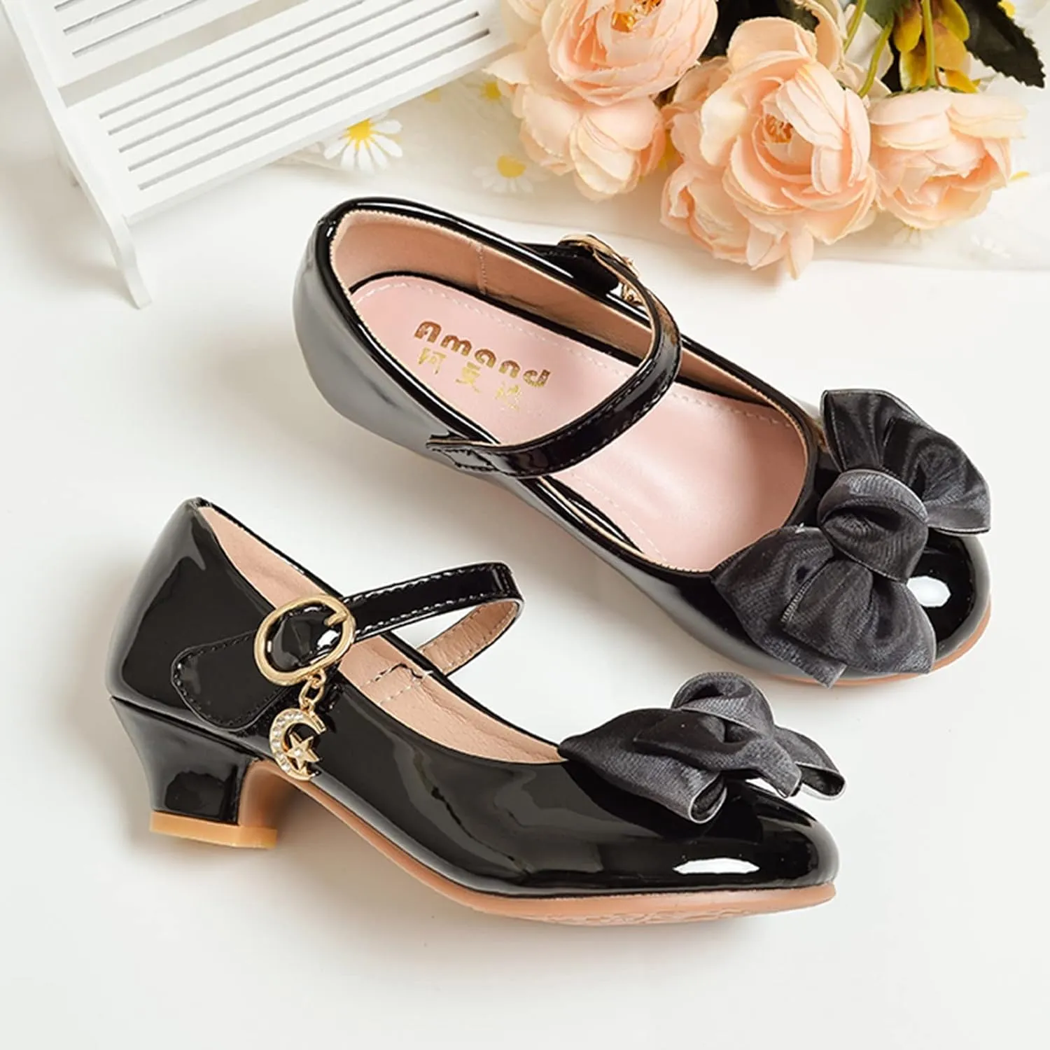 Girls Mary Jane Dress Shoes Bows Flower Girl Wedding School Low Heels Toddler Little Kids Pump Shoes Girl School Shoes