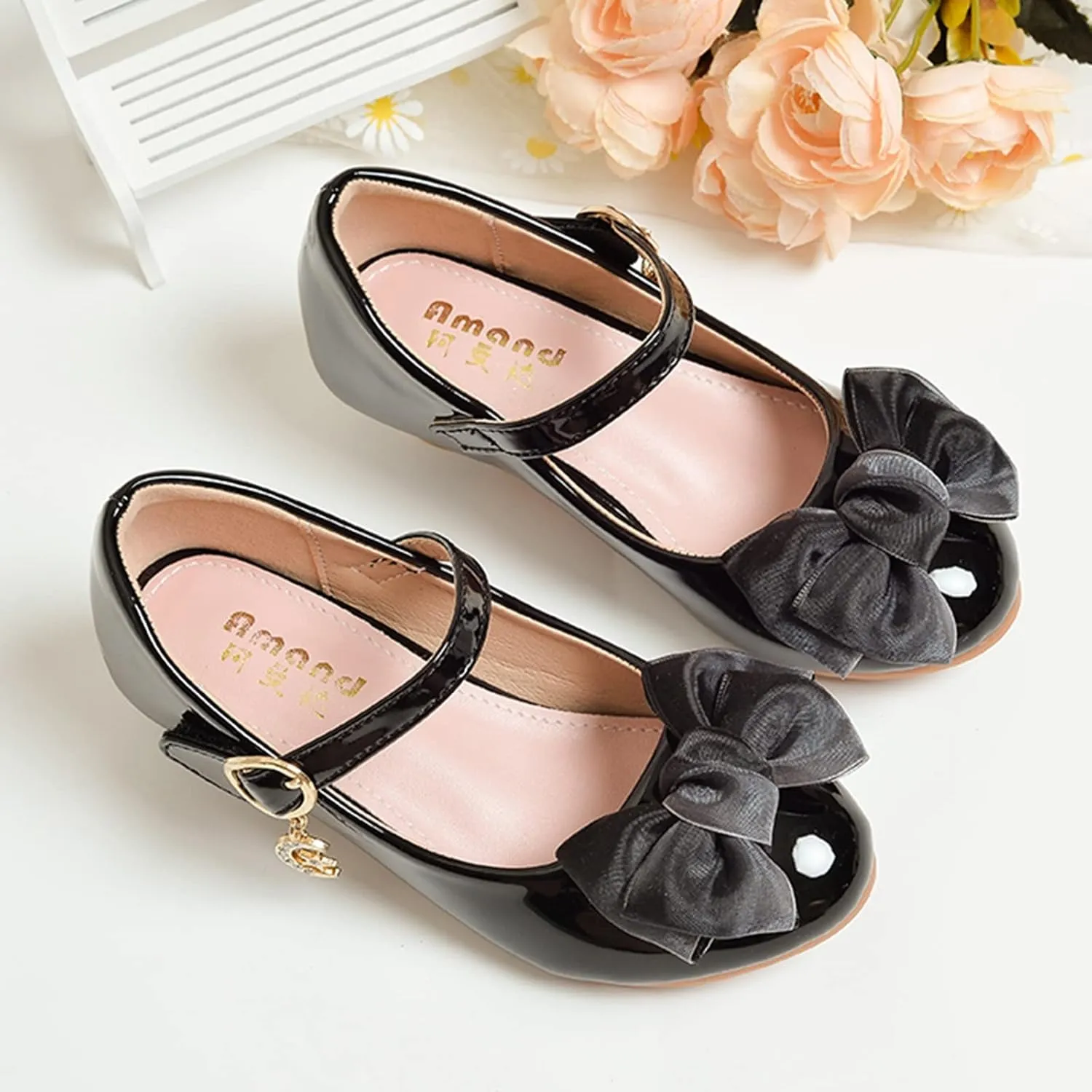 Girls Mary Jane Dress Shoes Bows Flower Girl Wedding School Low Heels Toddler Little Kids Pump Shoes Girl School Shoes