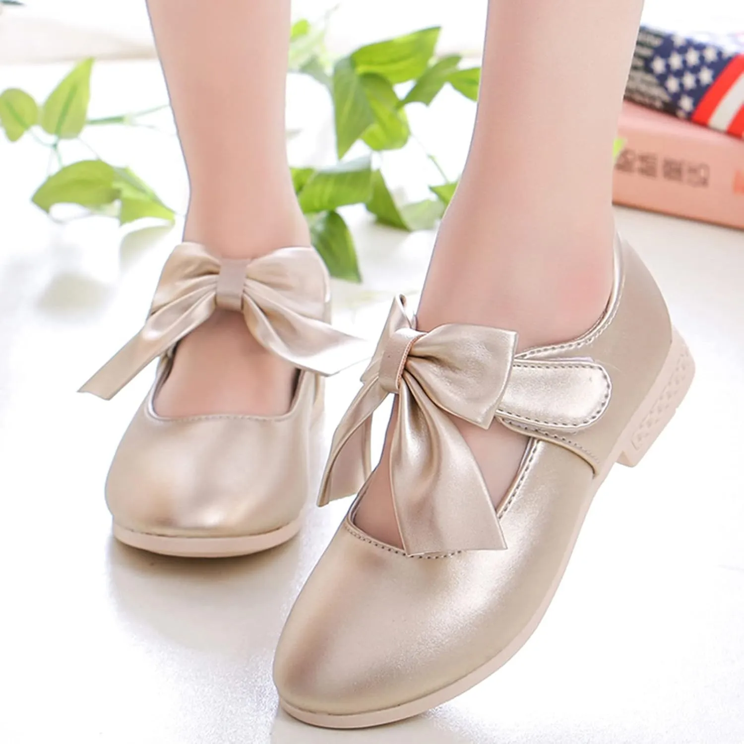 Girls Mary Jane Dress Shoes Bows Low Heels Flower Girl Wedding Church Shoes Toddler Little Kids Pump Shoes