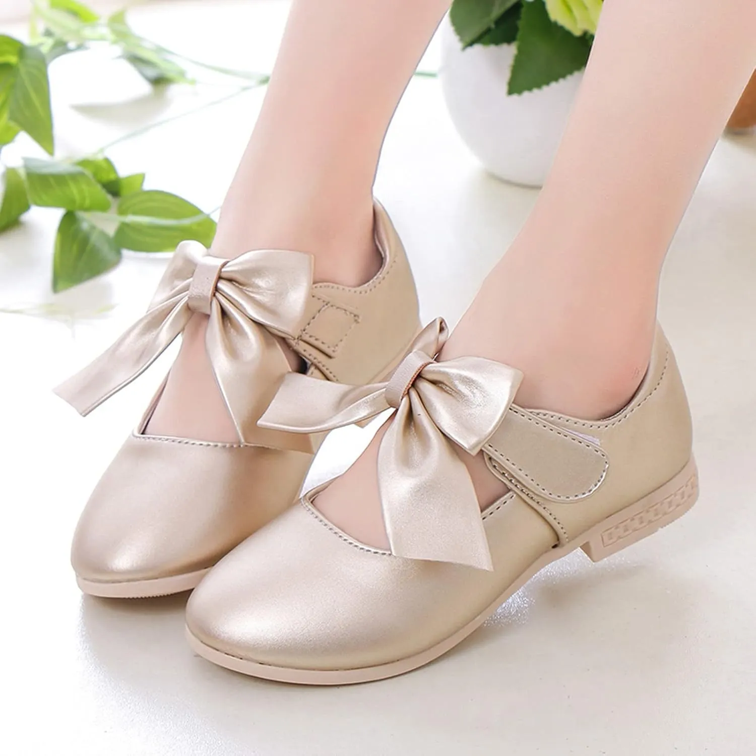 Girls Mary Jane Dress Shoes Bows Low Heels Flower Girl Wedding Church Shoes Toddler Little Kids Pump Shoes