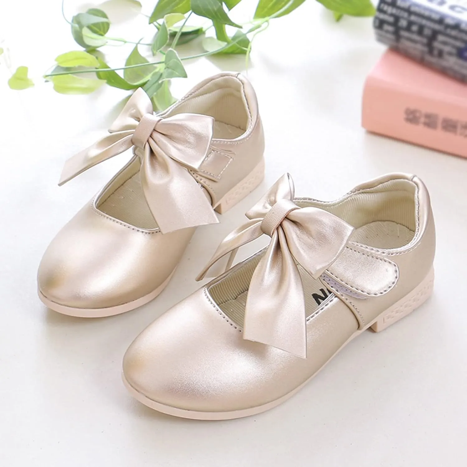 Girls Mary Jane Dress Shoes Bows Low Heels Flower Girl Wedding Church Shoes Toddler Little Kids Pump Shoes
