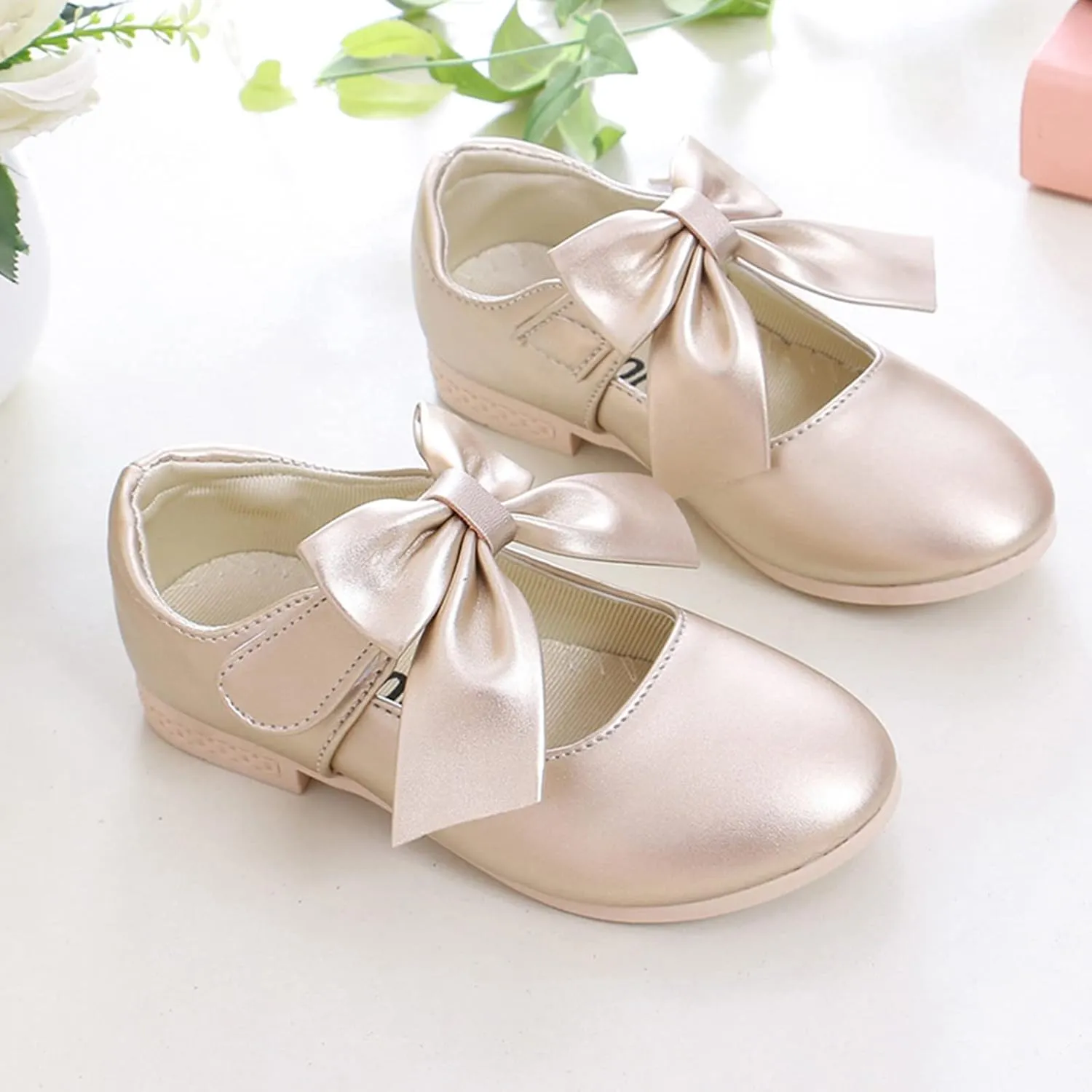 Girls Mary Jane Dress Shoes Bows Low Heels Flower Girl Wedding Church Shoes Toddler Little Kids Pump Shoes