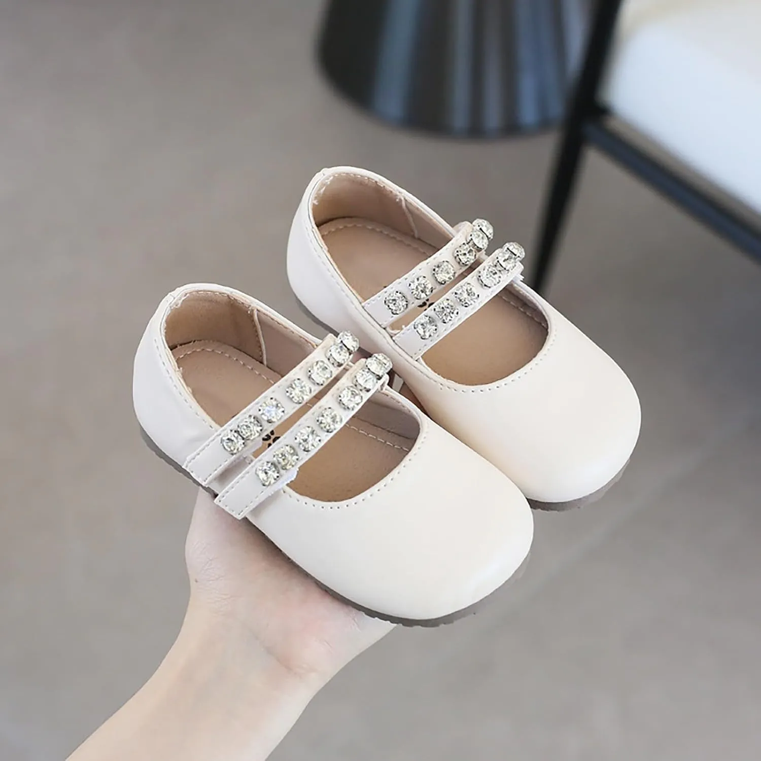 Girls Mary Jane Dress Shoes Pearl Toddler Little Girls Patent Leather Flats for Wedding Party School Princess Shoes