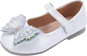 Girls Mary Jane Flats Bow Sequins Ballet Dance Shoes Wedding Party PU Leather Dress Shoes For Toddler Baby
