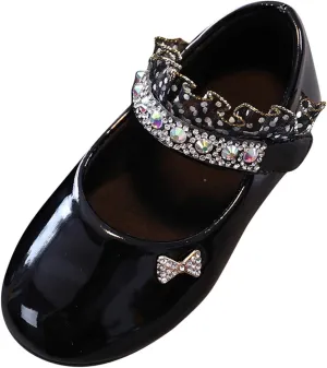 Girls Mary Jane Flats Toddler Girls Glitter Dress Wedding Ballet Shoes Patent Leather Shoes for Kids
