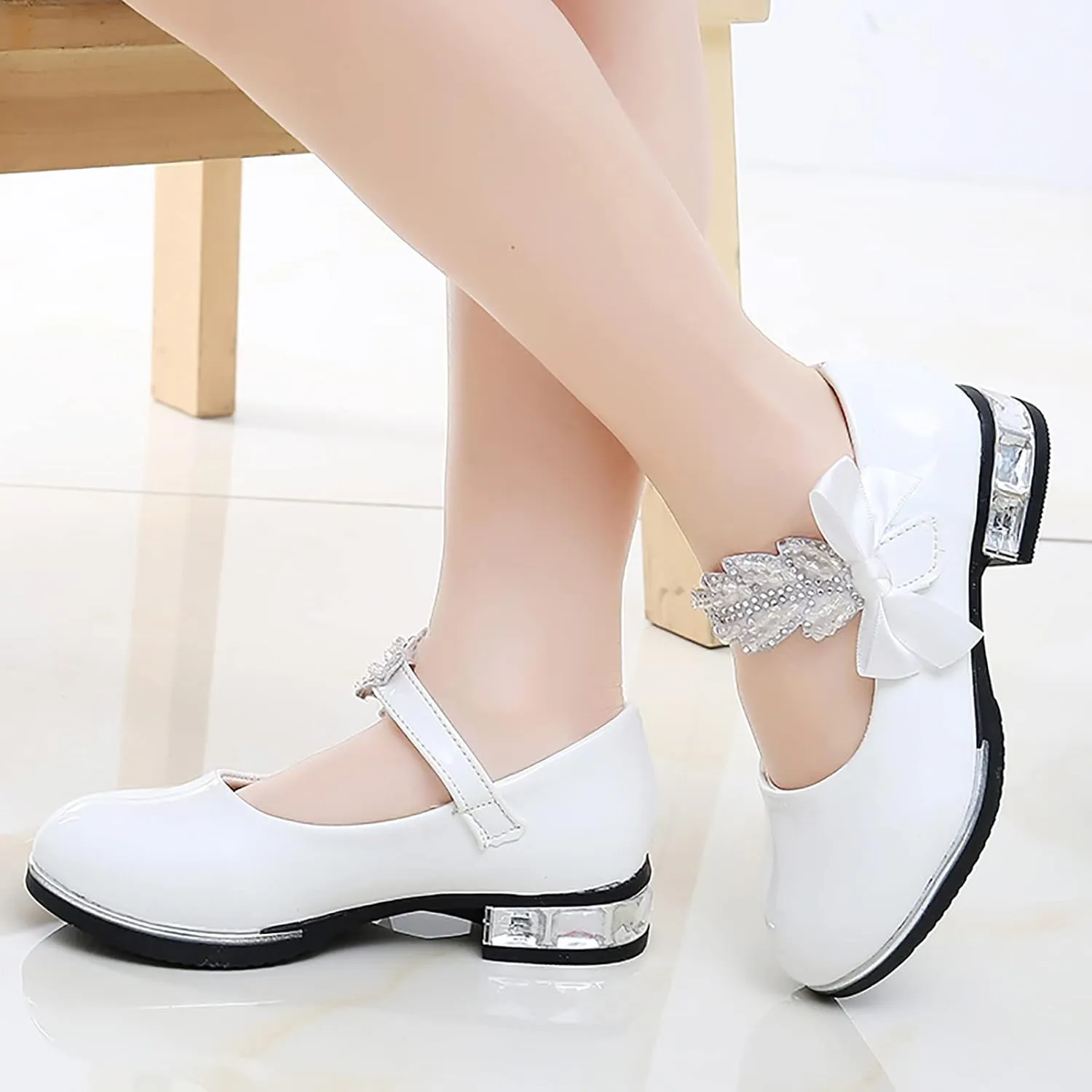 Girls Mary Jane Shoes Dress Shoes Flower Girl School Shoes Pump Patent Leather Shoes Low Heel Flats for Wedding Party