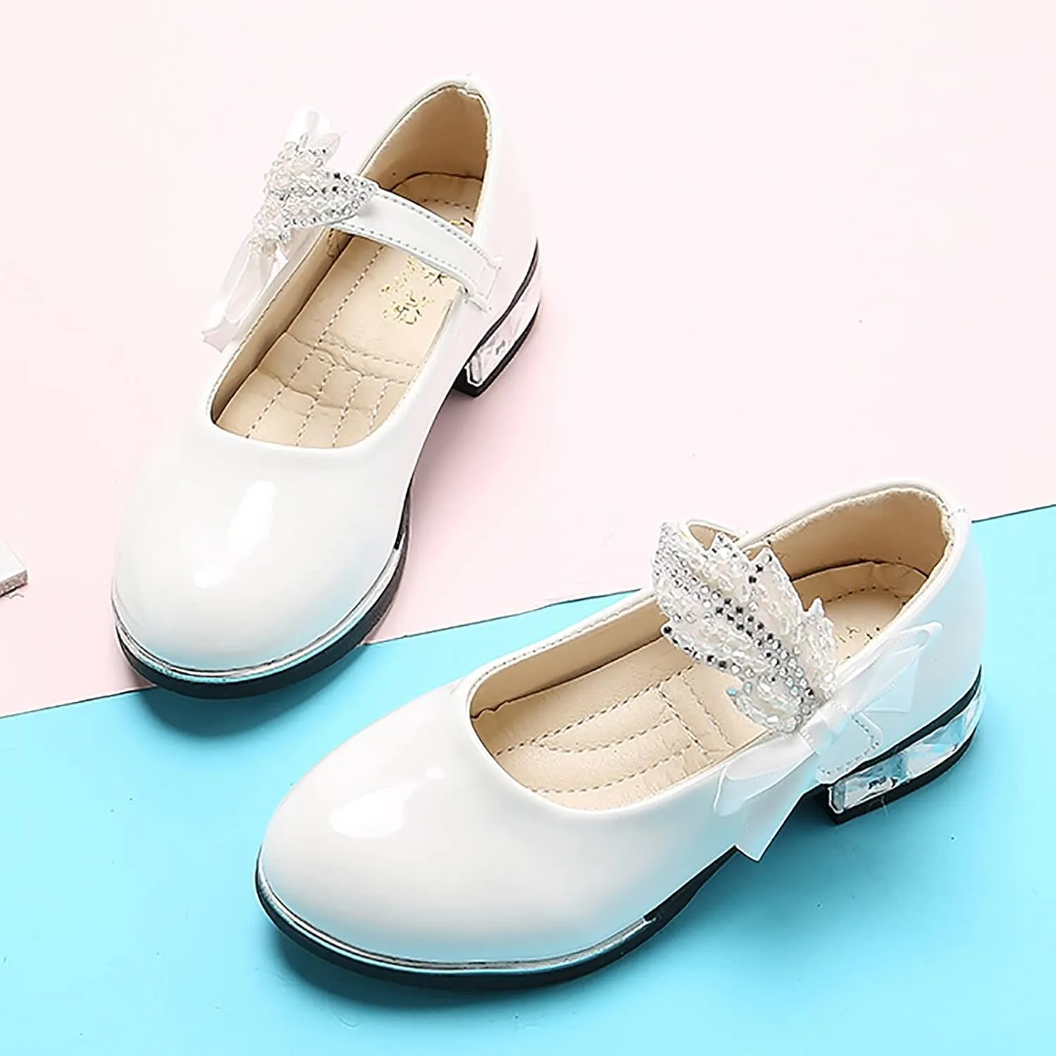 Girls Mary Jane Shoes Dress Shoes Flower Girl School Shoes Pump Patent Leather Shoes Low Heel Flats for Wedding Party