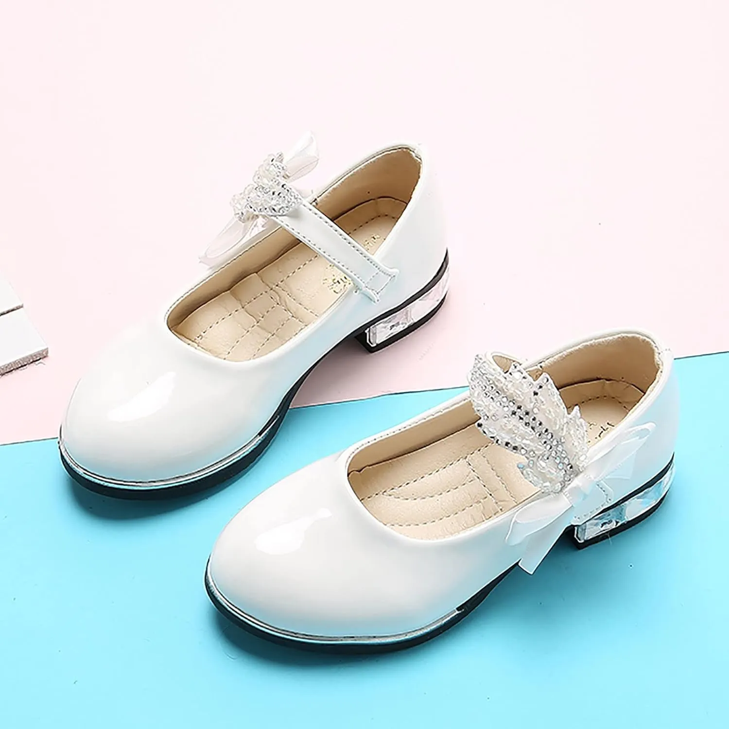 Girls Mary Jane Shoes Dress Shoes Flower Girl School Shoes Pump Patent Leather Shoes Low Heel Flats for Wedding Party