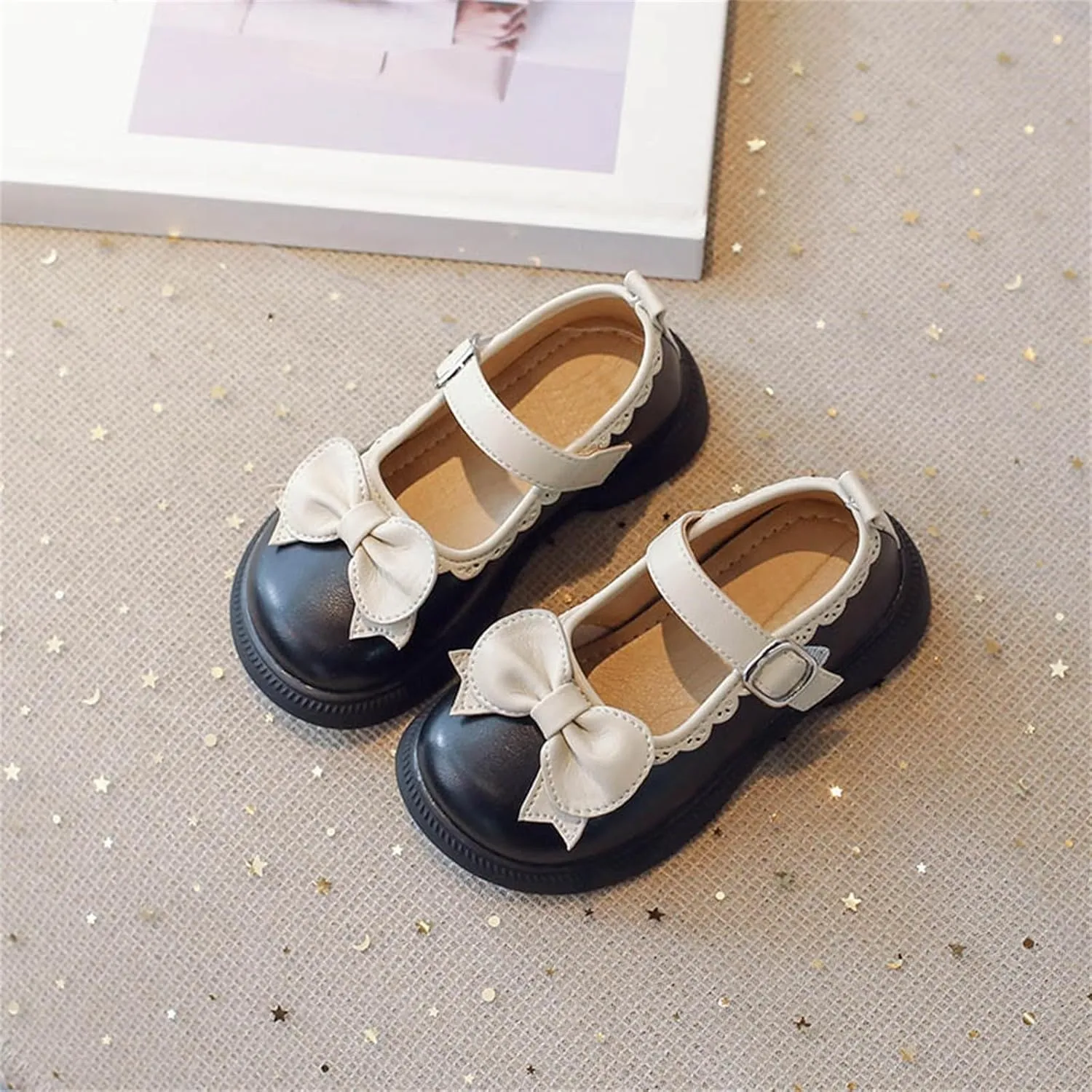Girl's Platform Mary Janes Pumps Chunky Heel Ankle with Strap School Uniform Dress Shoes Bow Gothic Lolita Oxfords