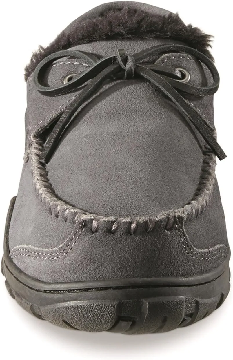 Guide Gear Suede Leather Moccasins for Men, Bedroom House Slippers, Indoor and Outdoor Shoes