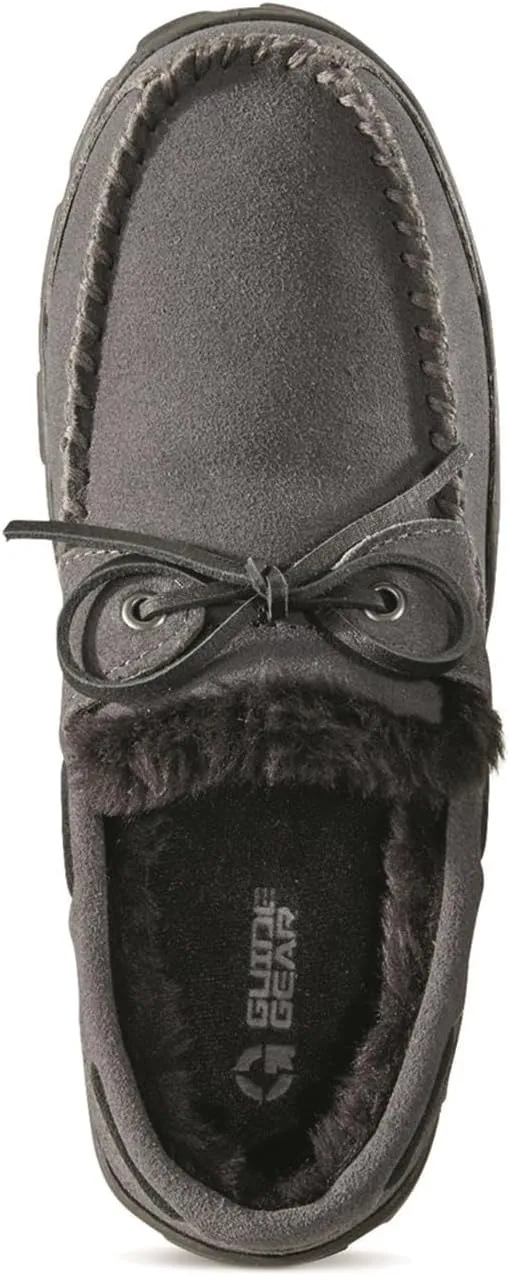 Guide Gear Suede Leather Moccasins for Men, Bedroom House Slippers, Indoor and Outdoor Shoes