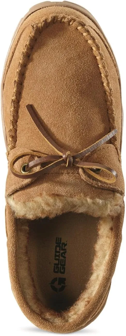 Guide Gear Suede Leather Moccasins for Men, Bedroom House Slippers, Indoor and Outdoor Shoes
