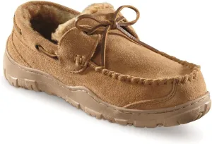 Guide Gear Suede Leather Moccasins for Men, Bedroom House Slippers, Indoor and Outdoor Shoes