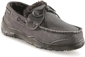 Guide Gear Suede Leather Moccasins for Men, Bedroom House Slippers, Indoor and Outdoor Shoes