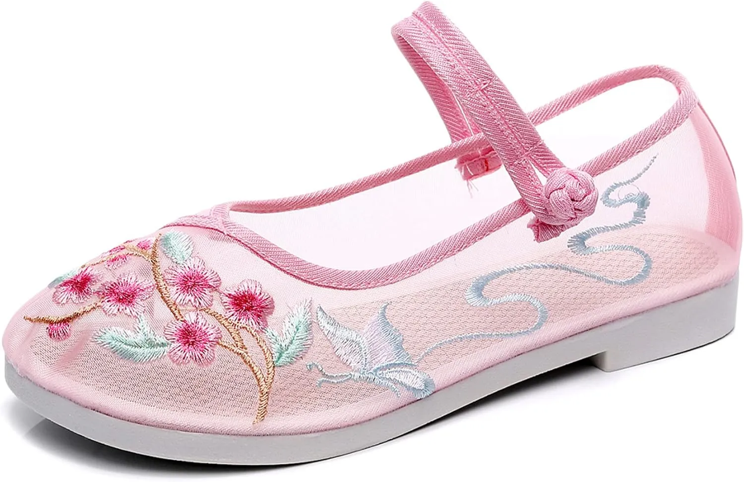 Hee grand Chinese Style Embroidered Flats for Women Breathable Mesh Comfort Walking Shoes
