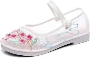 Hee grand Chinese Style Embroidered Flats for Women Breathable Mesh Comfort Walking Shoes