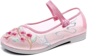 Hee grand Chinese Style Embroidered Flats for Women Breathable Mesh Comfort Walking Shoes